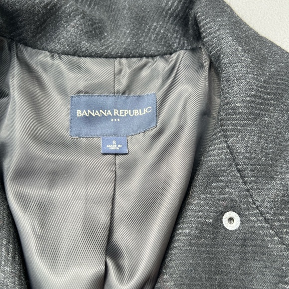 BANANA REPUBLIC black/gray Pea Coat jacket with front pockets small - Picture 2 of 2